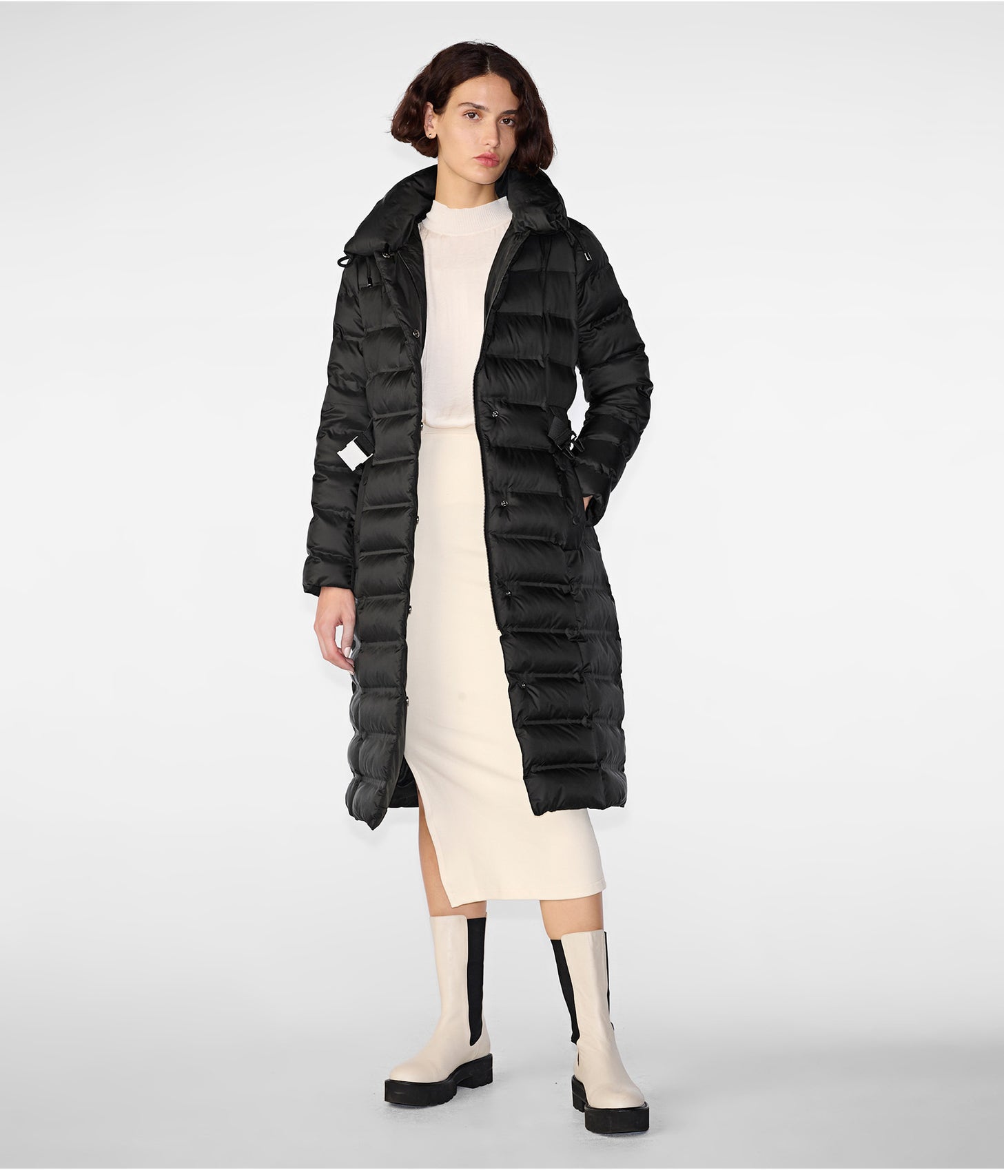 Women's Black Puffer Trench Coat