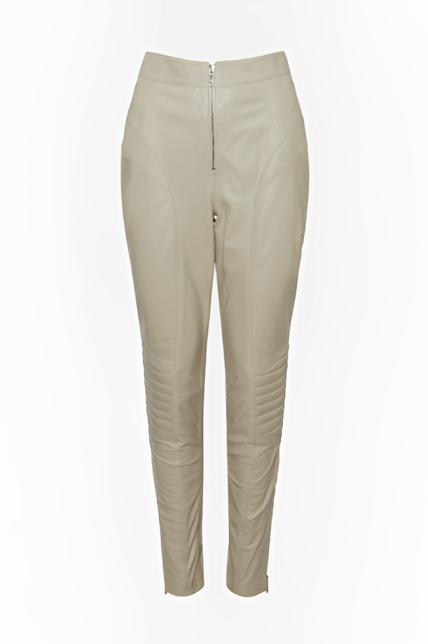 Stylish Off-White Women's Leather Biker Pants