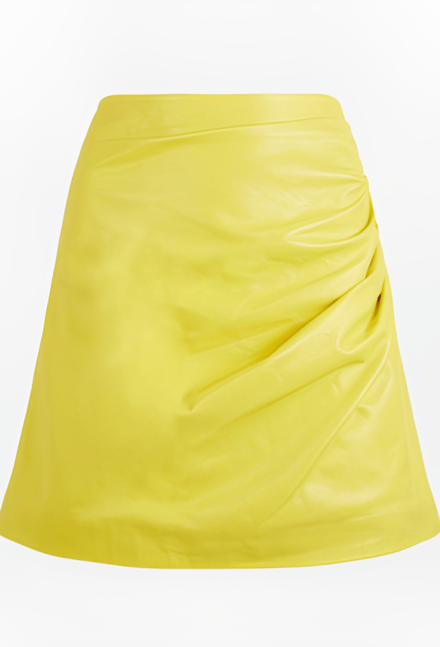 Women's Yellow Leather Mini Skirt 