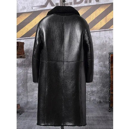 Men's Double Sided Shearling Leather Coat In Black