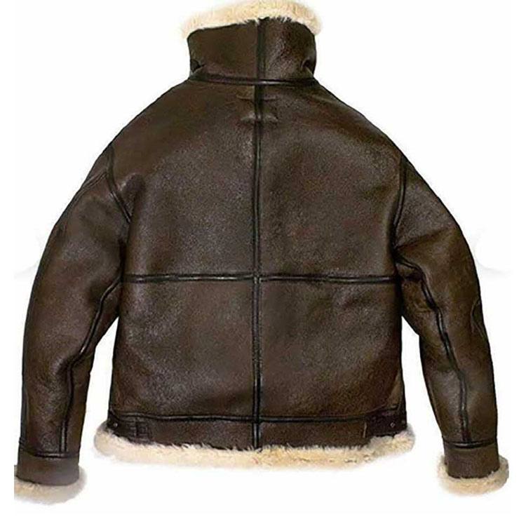 Women's Brown Aviator Fur Shearling Leather Jacket