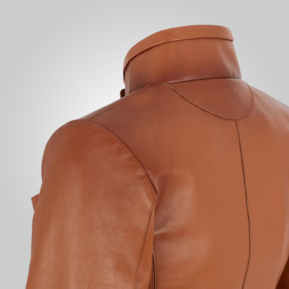 Women’s Cropped Goatskin Brown Leather Jacket