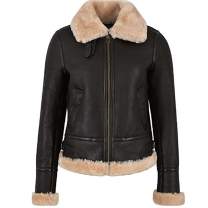 Women's Flying Aviator Real Sheepskin Leather Jacket