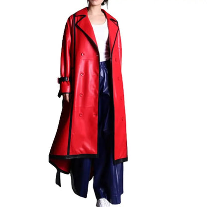 Women's Red Leather Overcoat  Avanzar Leather