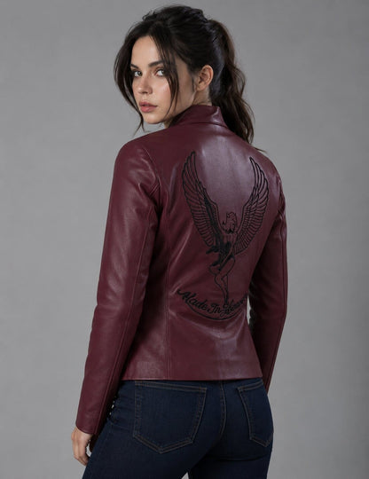 Power Your Look With A Women RE2 Claire Leather Jacket sid view by avanzar leather