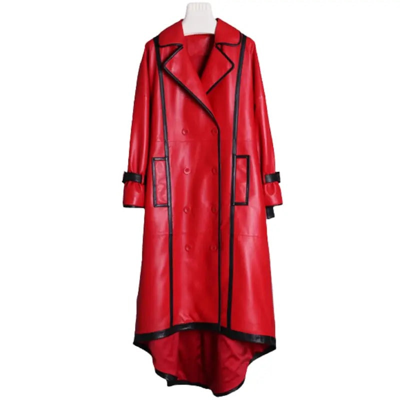 Women's Red Leather Overcoat  Avanzar Leather