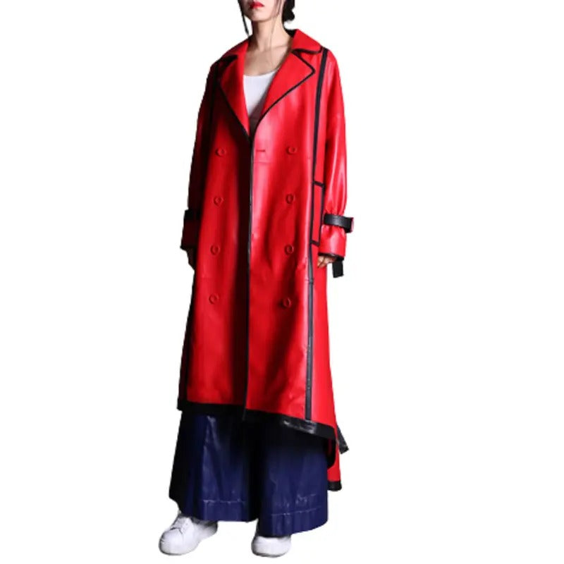 Women's Red Leather Overcoat  Avanzar Leather