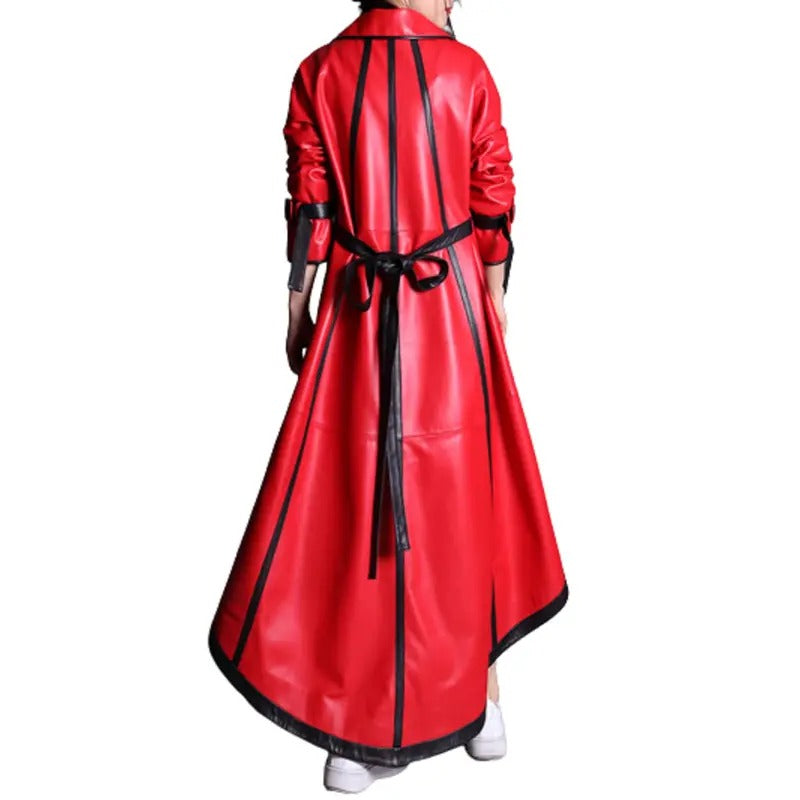 Women's Red Leather Overcoat  Avanzar Leather