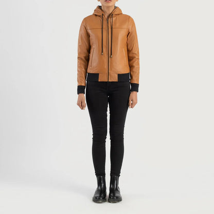 Brown Hooded Leather Bomber Jacket – Street-Ready Style by Avanzar Leather