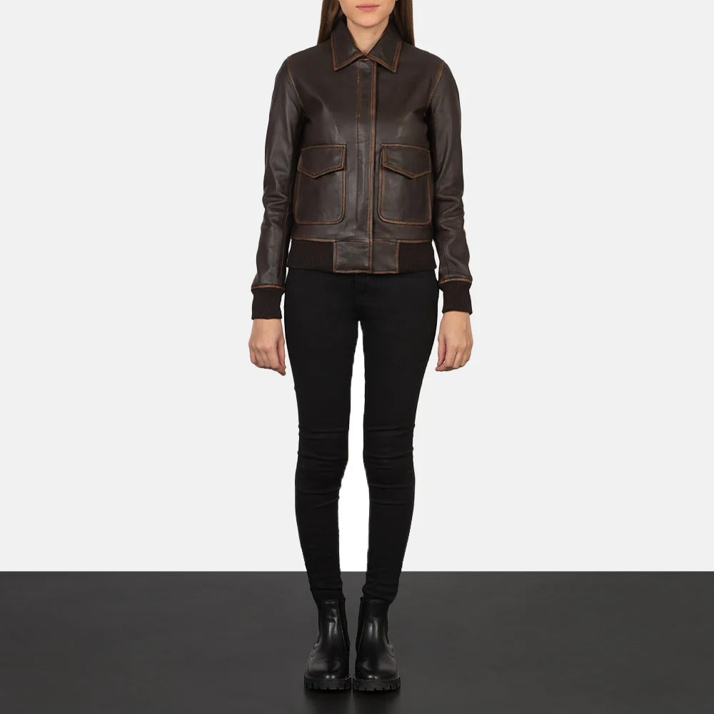Brown Leather Bomber Jacket – Iconic Style, by Avanzar Leather