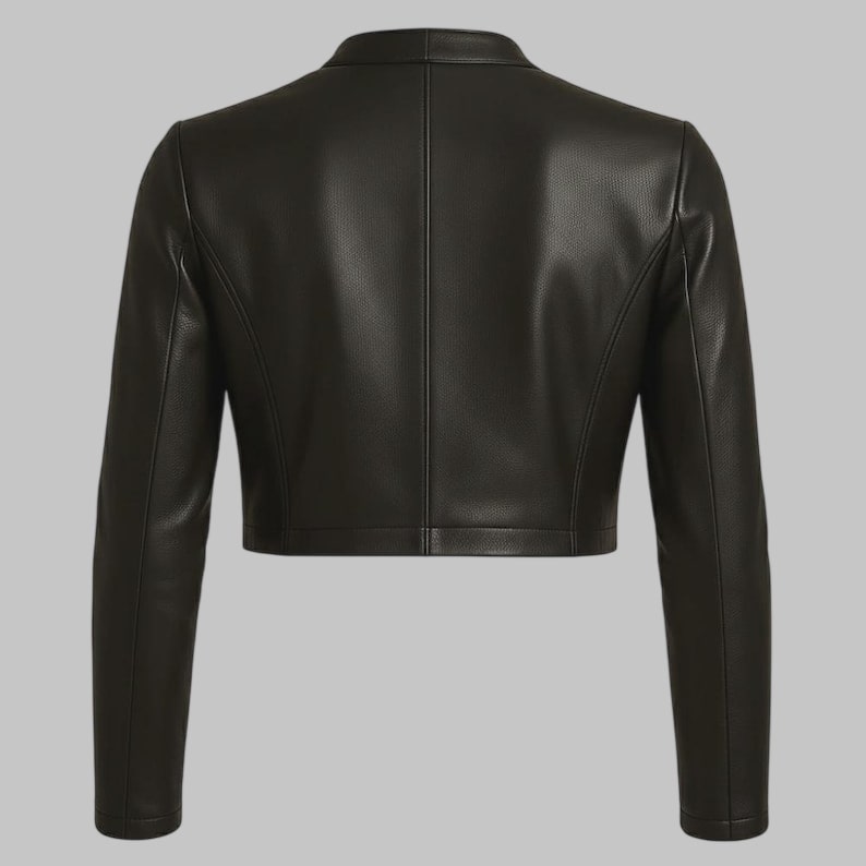 Women Black Cropped Bolero Leather Jacket