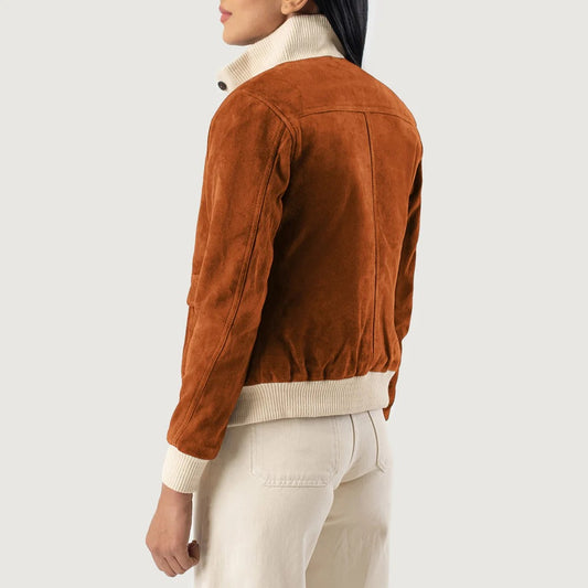 Classic Brown Suede Bomber Jacket by Avanzar Leather