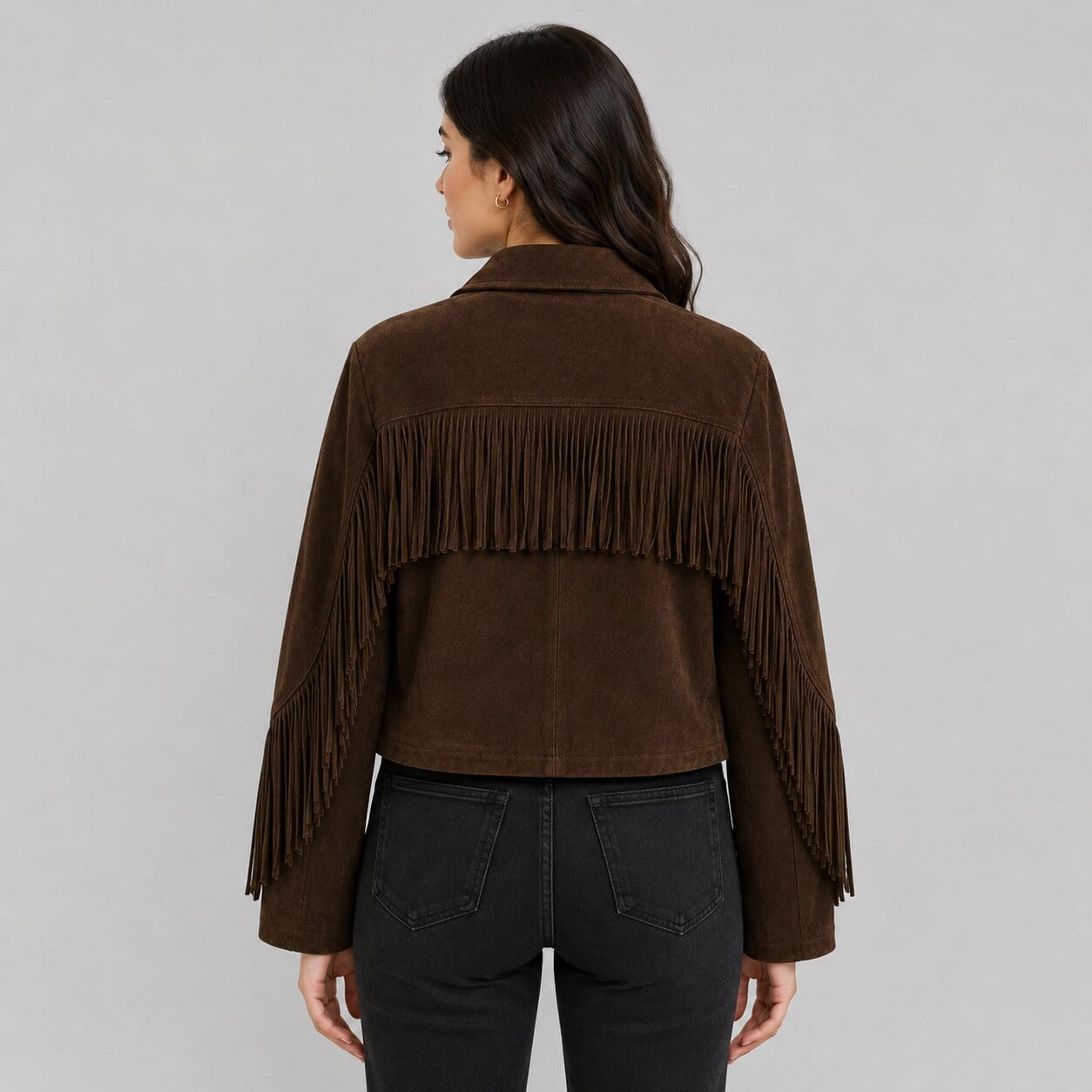 Women's Brown Suede Fringe Jacket with Western Cowgirl Festival Style by  avanzar leather