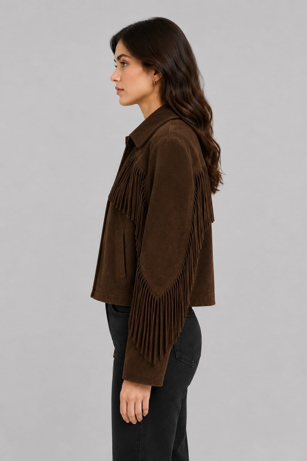 Women's Brown Suede Fringe Jacket with Western Cowgirl Festival Style by  avanzar leather