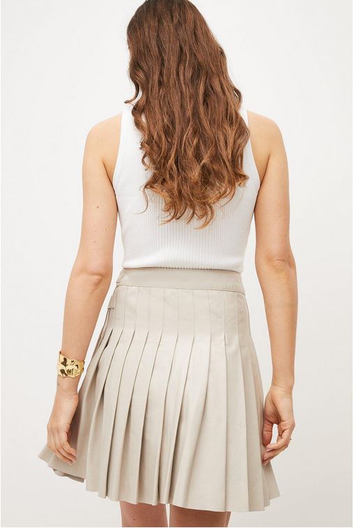 Women's Off-White Buckle Leather Kilt Skirt