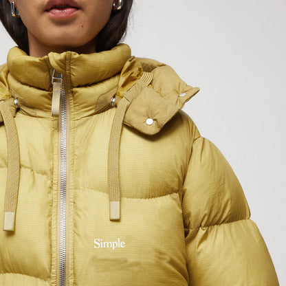 Women's Simple Yellow Puffer Jacket for Everyday Style