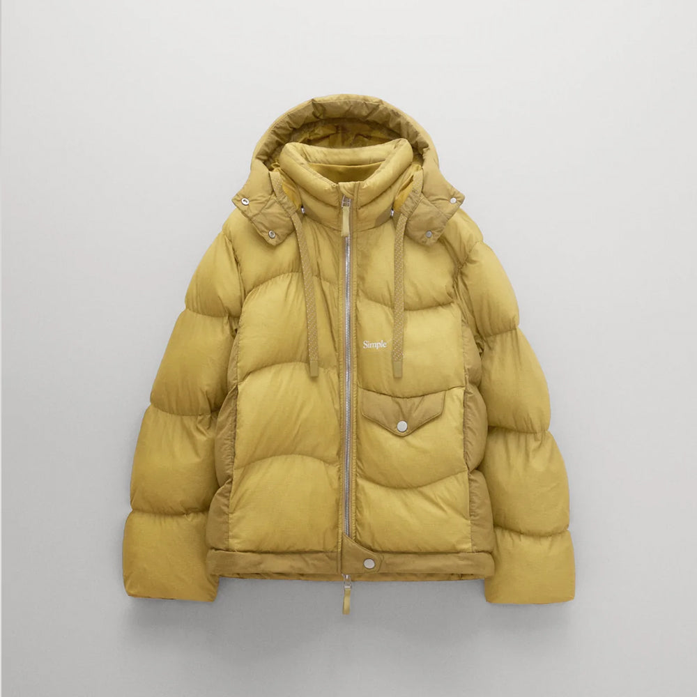 Women's Simple Yellow Puffer Jacket for Everyday Style