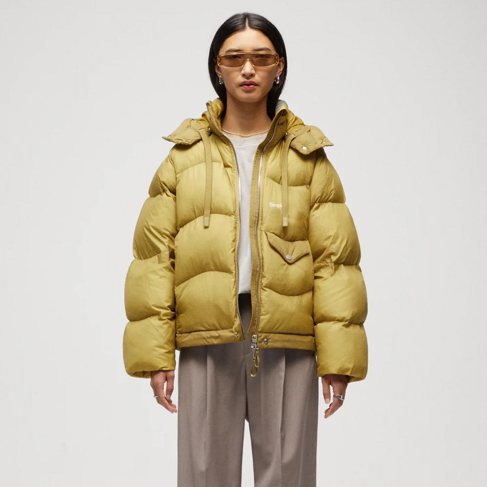 Women's Simple Yellow Puffer Jacket for Everyday Style