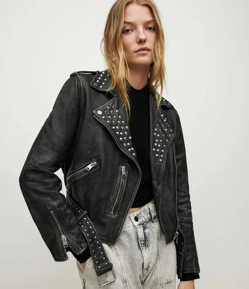 Women's Studded Brando Leather Jacket – Avanzar Leather