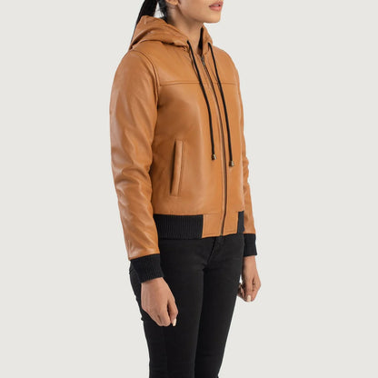 Brown Hooded Leather Bomber Jacket – Street-Ready Style by Avanzar Leather