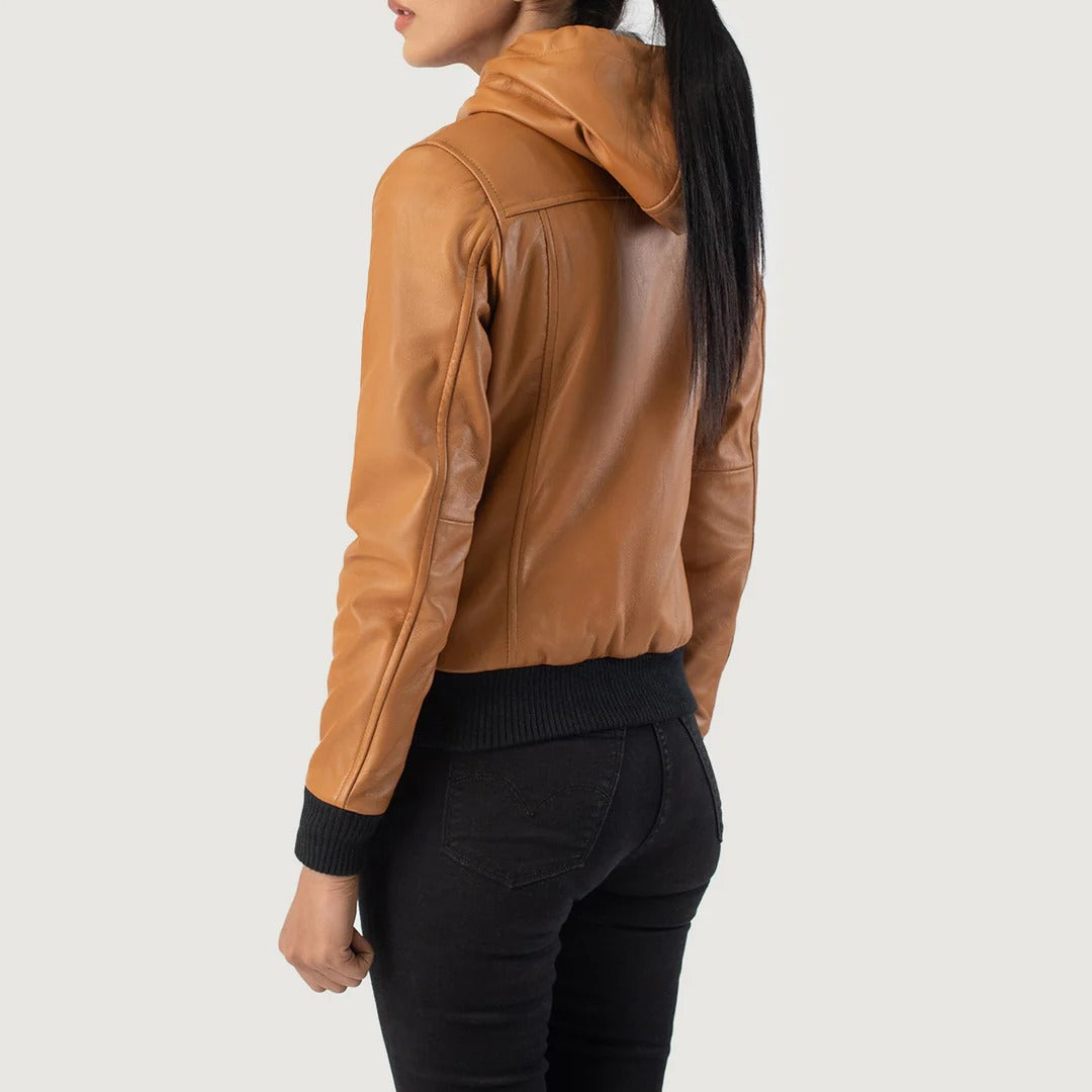 Brown Hooded Leather Bomber Jacket – Street-Ready Style by Avanzar Leather