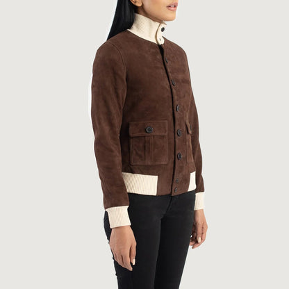 Suede Brown Bomber Jacket – by Avanzar Leather