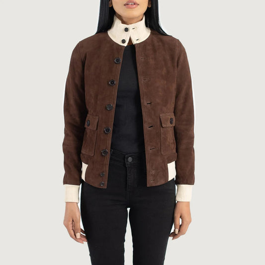 Suede Brown Bomber Jacket – by Avanzar Leather