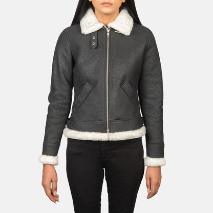 B-3 Black & White Shearling Bomber Jacket – Avanzar Leather