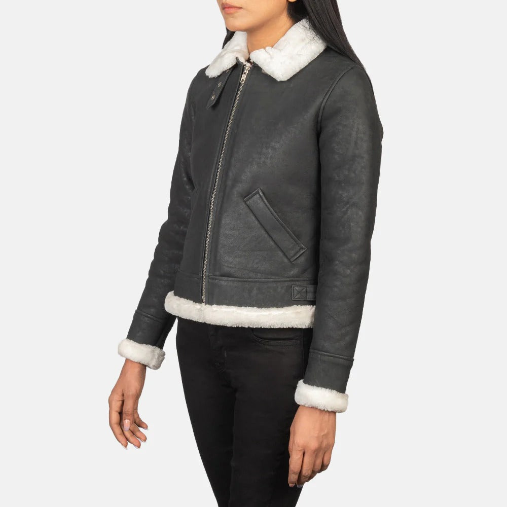 B-3 Black & White Shearling Bomber Jacket – Avanzar Leather