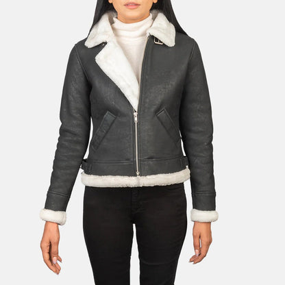 B-3 Black & White Shearling Bomber Jacket – Avanzar Leather
