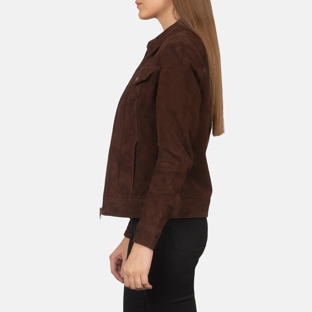 Vintage Suede Brown Trucker Jacket by Avanzar Leather