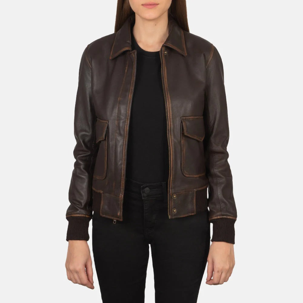 Brown Leather Bomber Jacket – Iconic Style, by Avanzar Leather
