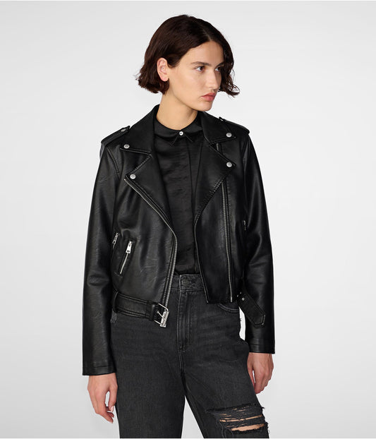 Women's Black Biker Leather Jacket