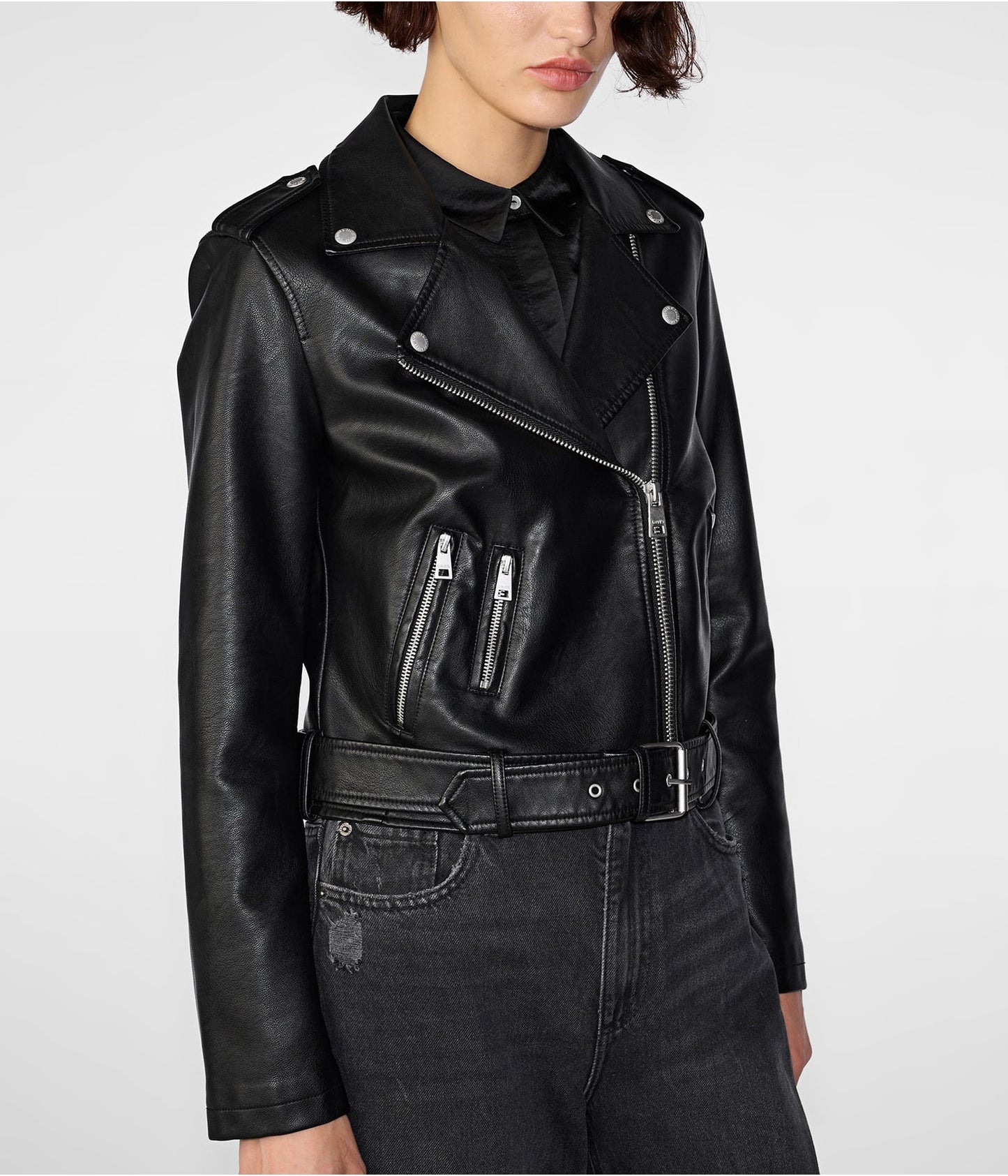 Women's Black Biker Leather Jacket