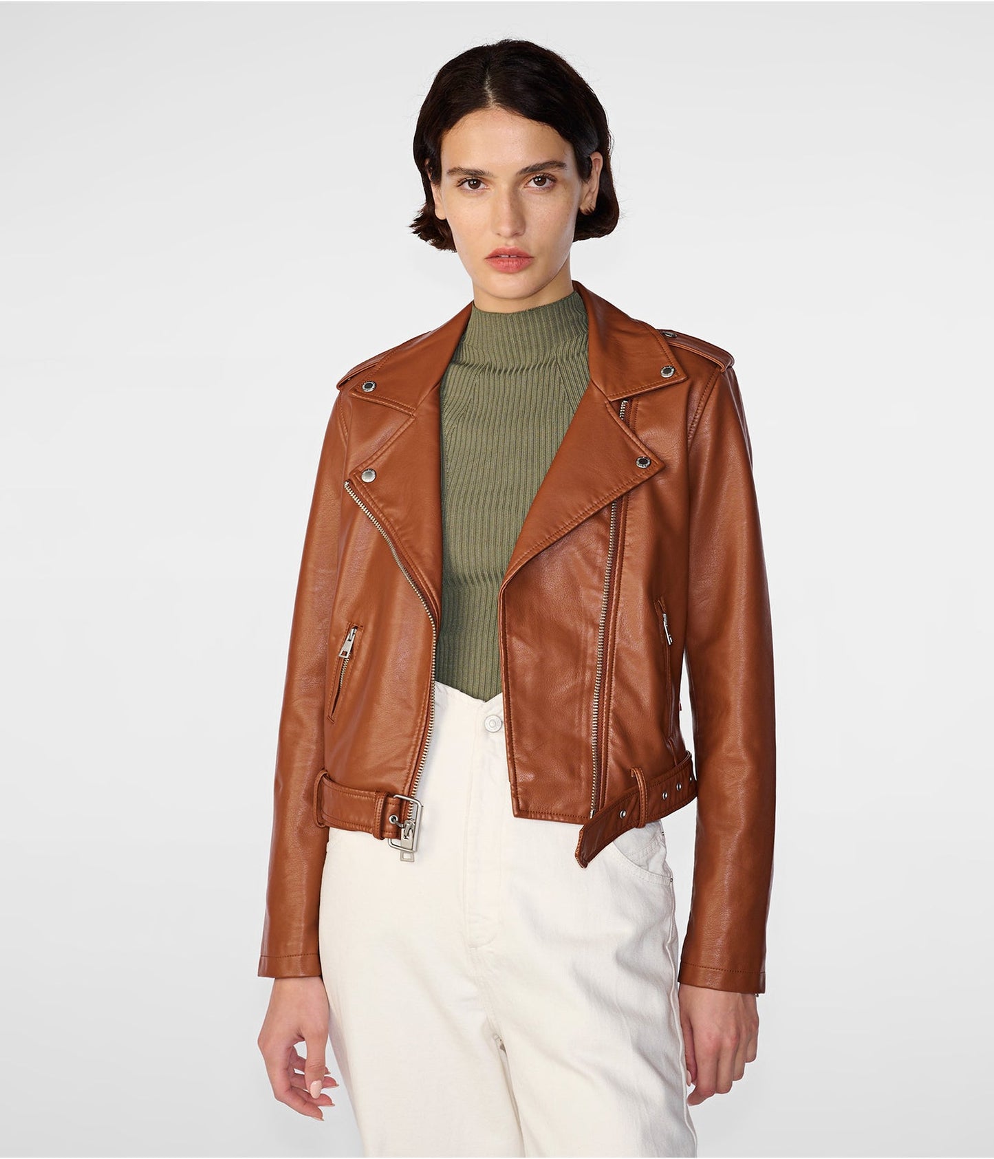 Women's Brown Biker Leather Jacket