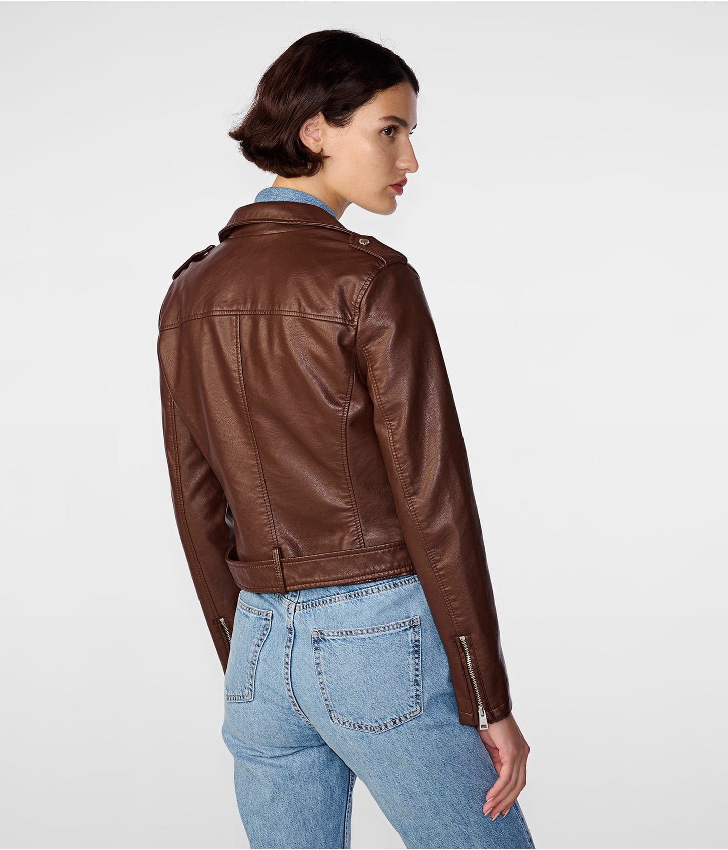 Women's Chocolate Brown Biker Leather Jacket