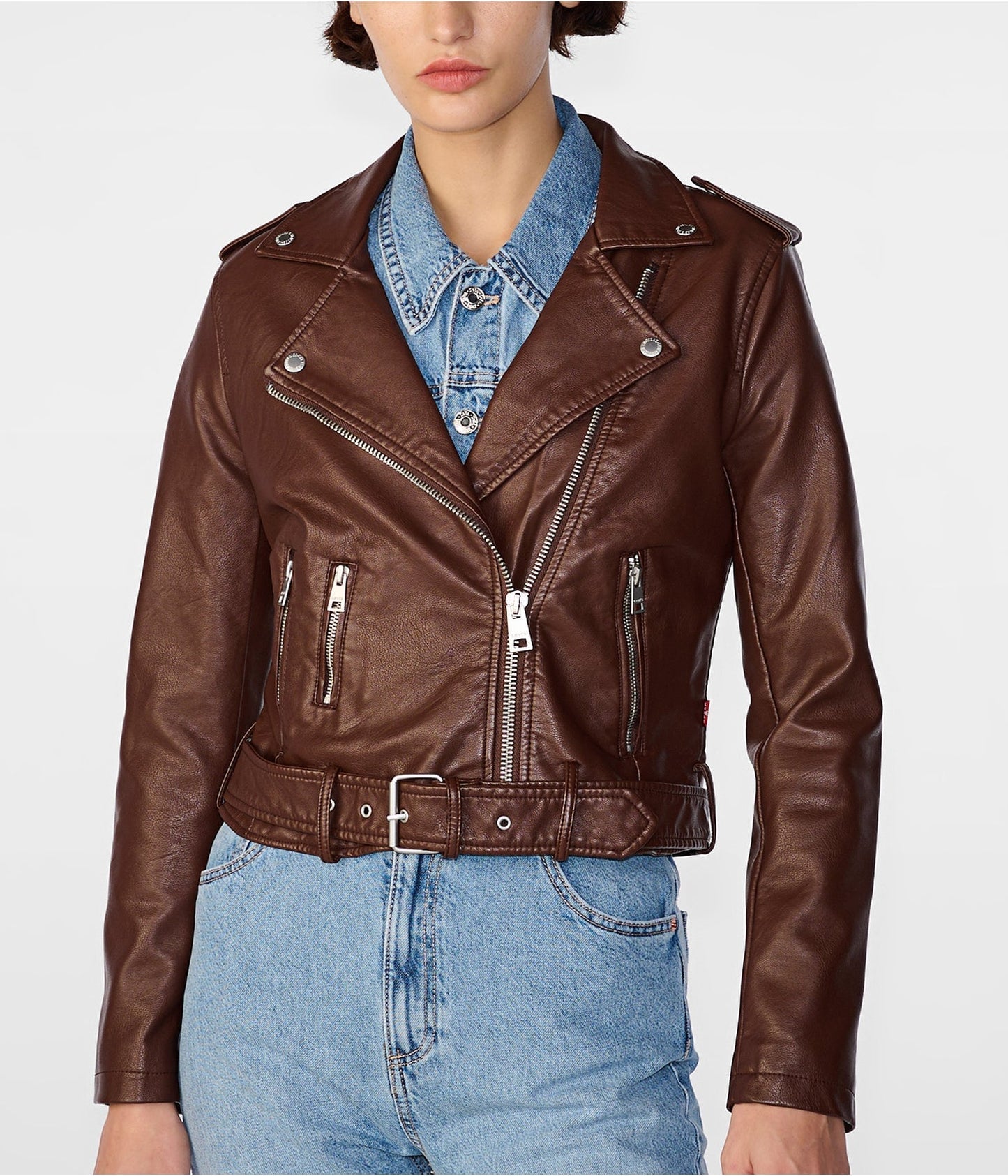 Women's Chocolate Brown Biker Leather Jacket