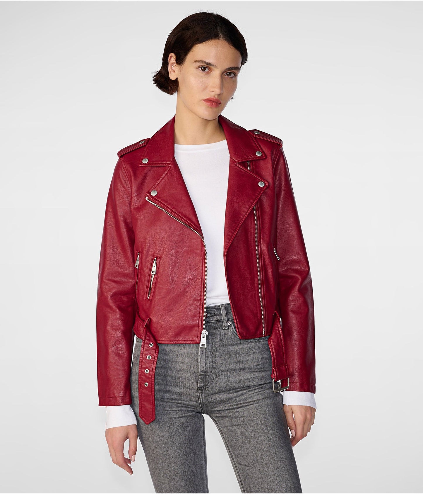 Women's Wine Red Biker Leather Jacket