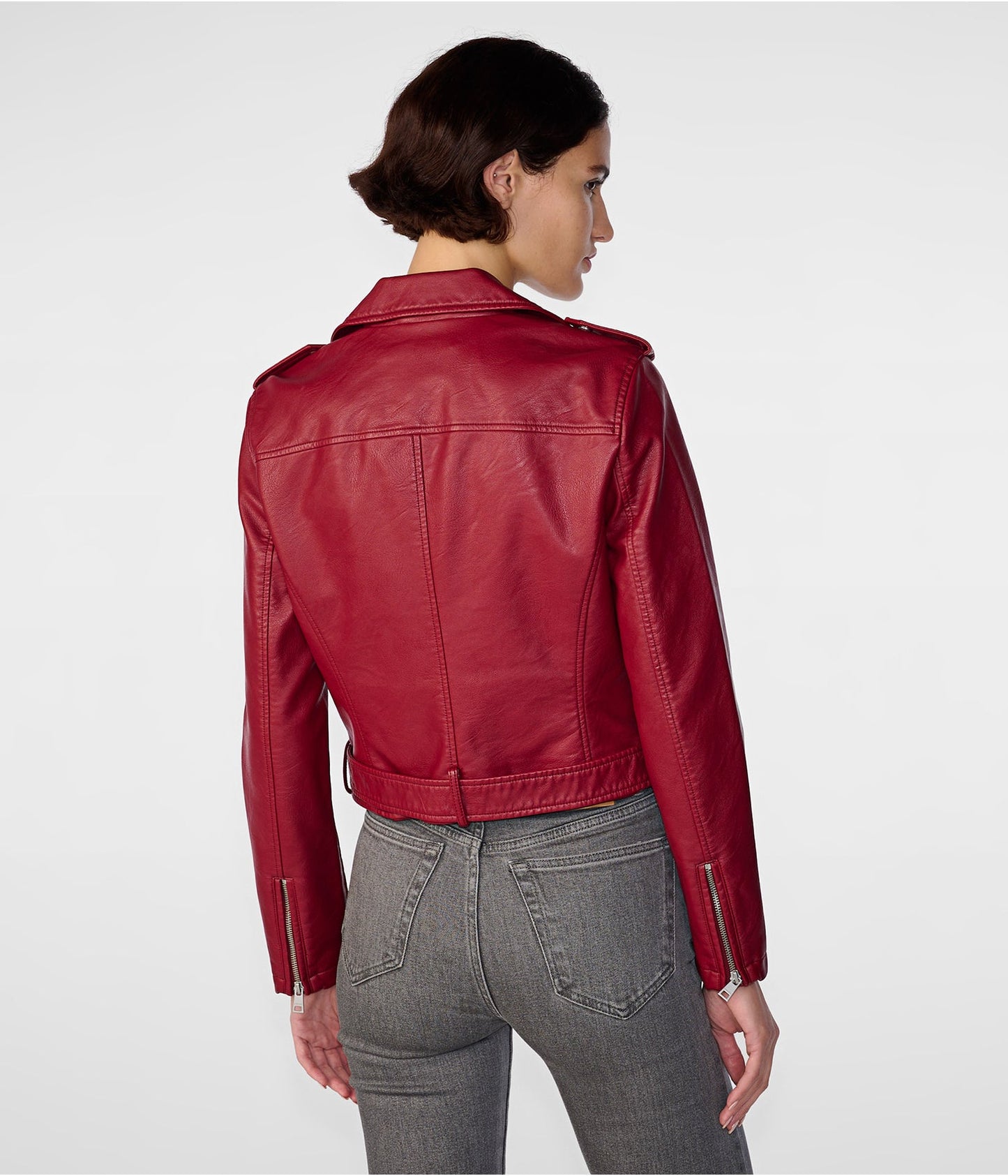 Women's Wine Red Biker Leather Jacket