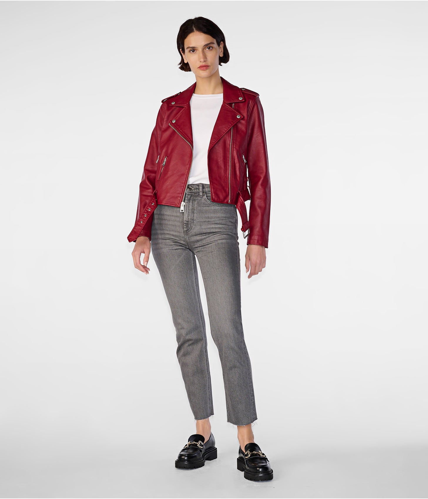 Women's Wine Red Biker Leather Jacket