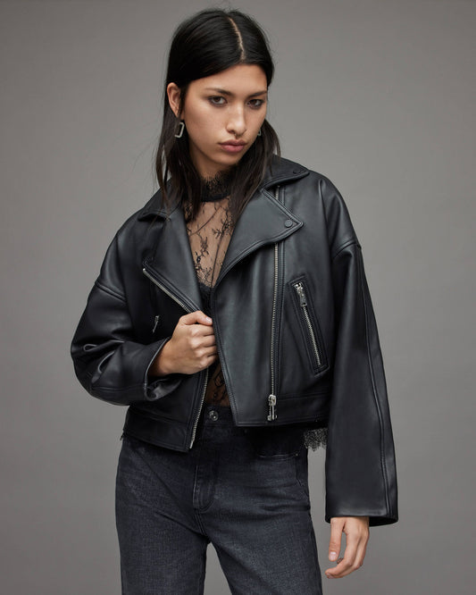 Women’s Black Biker Leather Jacket