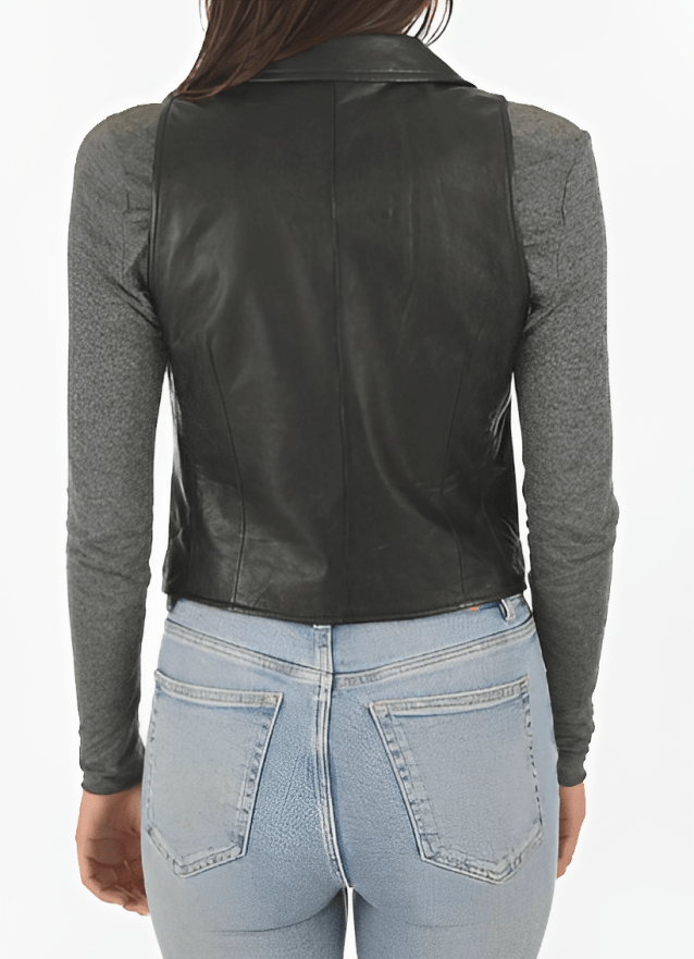 Women's Black Classic Leather Vest