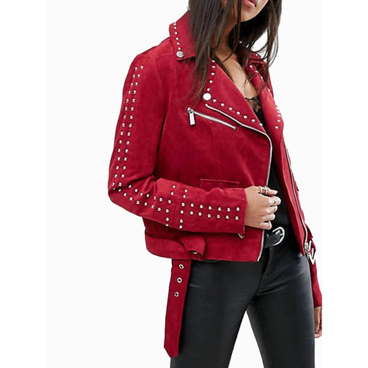 Suede Leather Red Women Jacket  Avanzar Leather