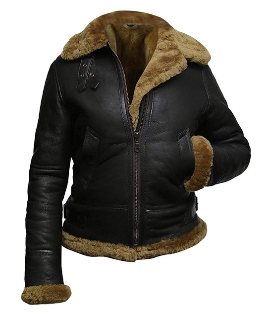 Women's Luxe Fur Aviator Flight Jacket