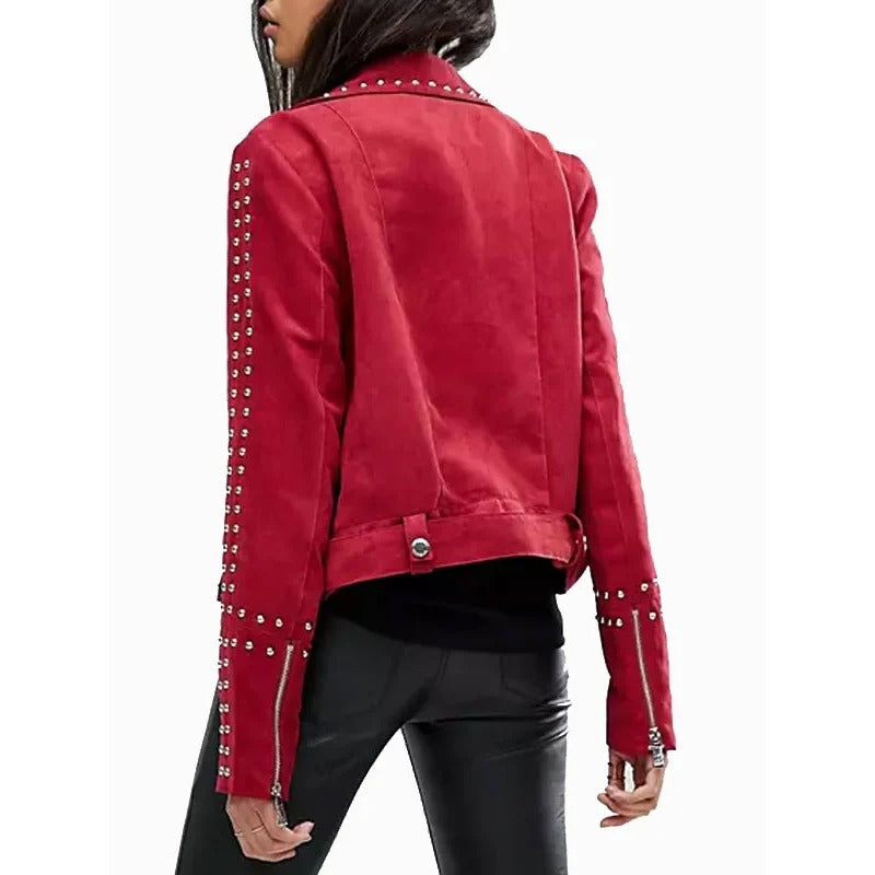 Suede Leather Red Women Jacket  Avanzar Leather