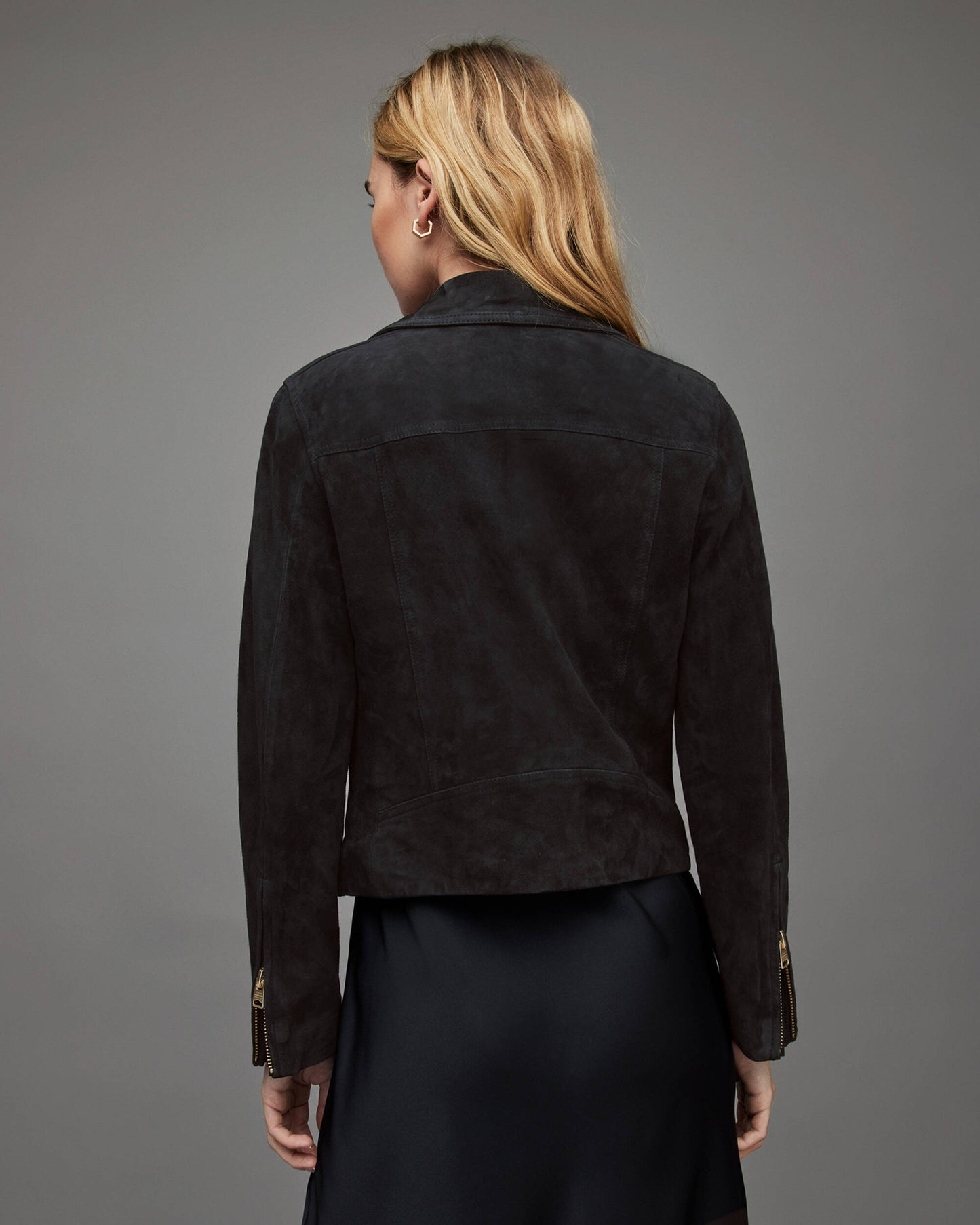 Women's Black Suede Leather Biker Jacket – Sleek & Modern