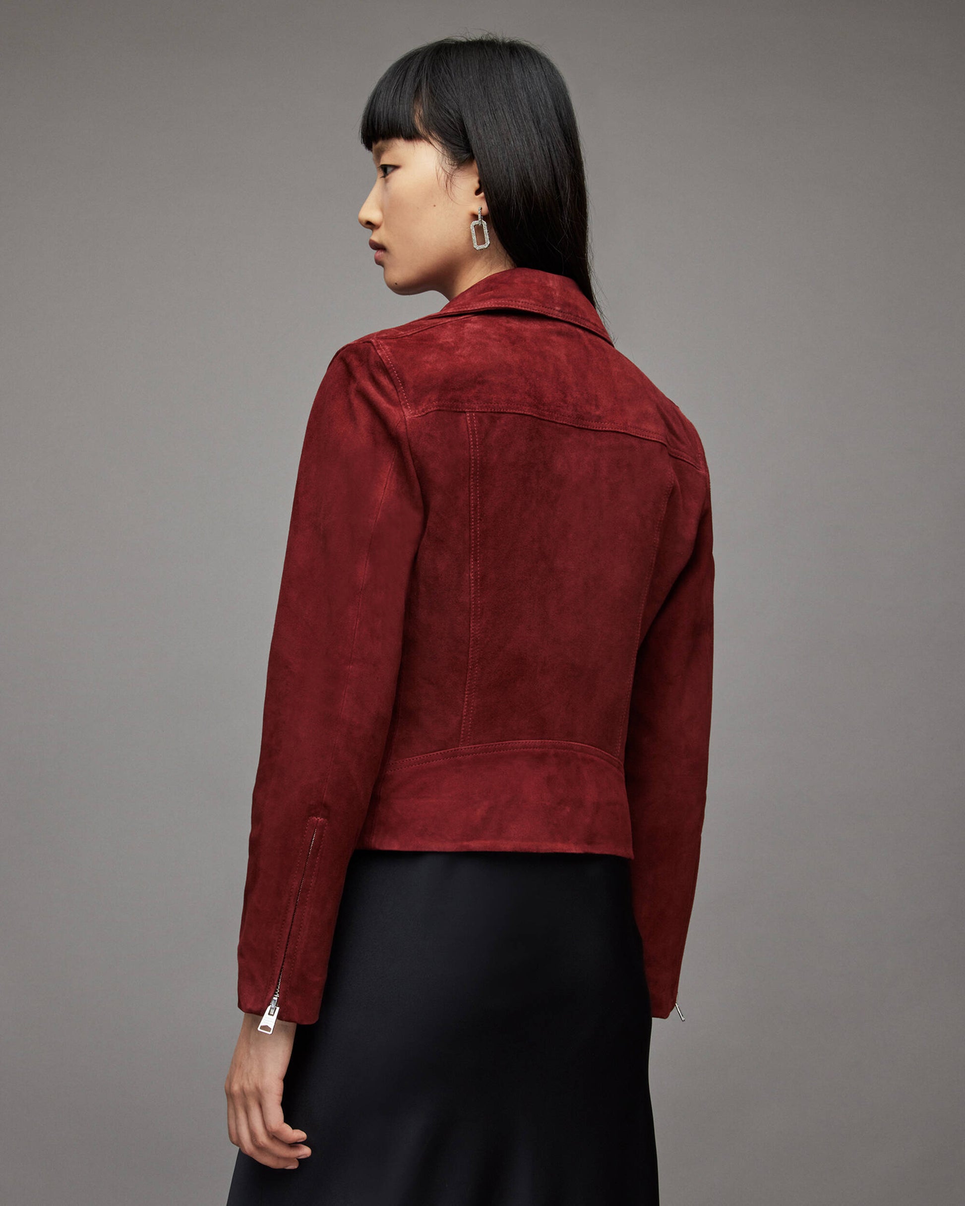 Women's Red Suede Leather Biker Jacket – Bold & Elegant