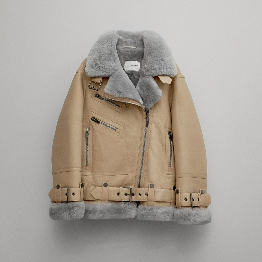 Women’s RAF Aviator Styled Lambskin Shearling Leather Jacket