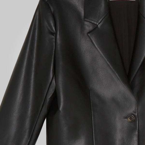 Women's Black Soft Leather Blazer