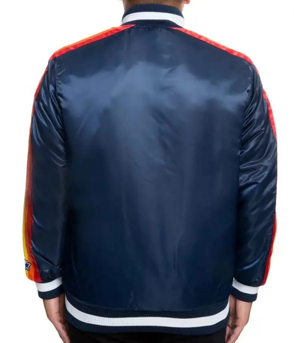 Vintage Houston Astros Blue Satin Bomber Jacket